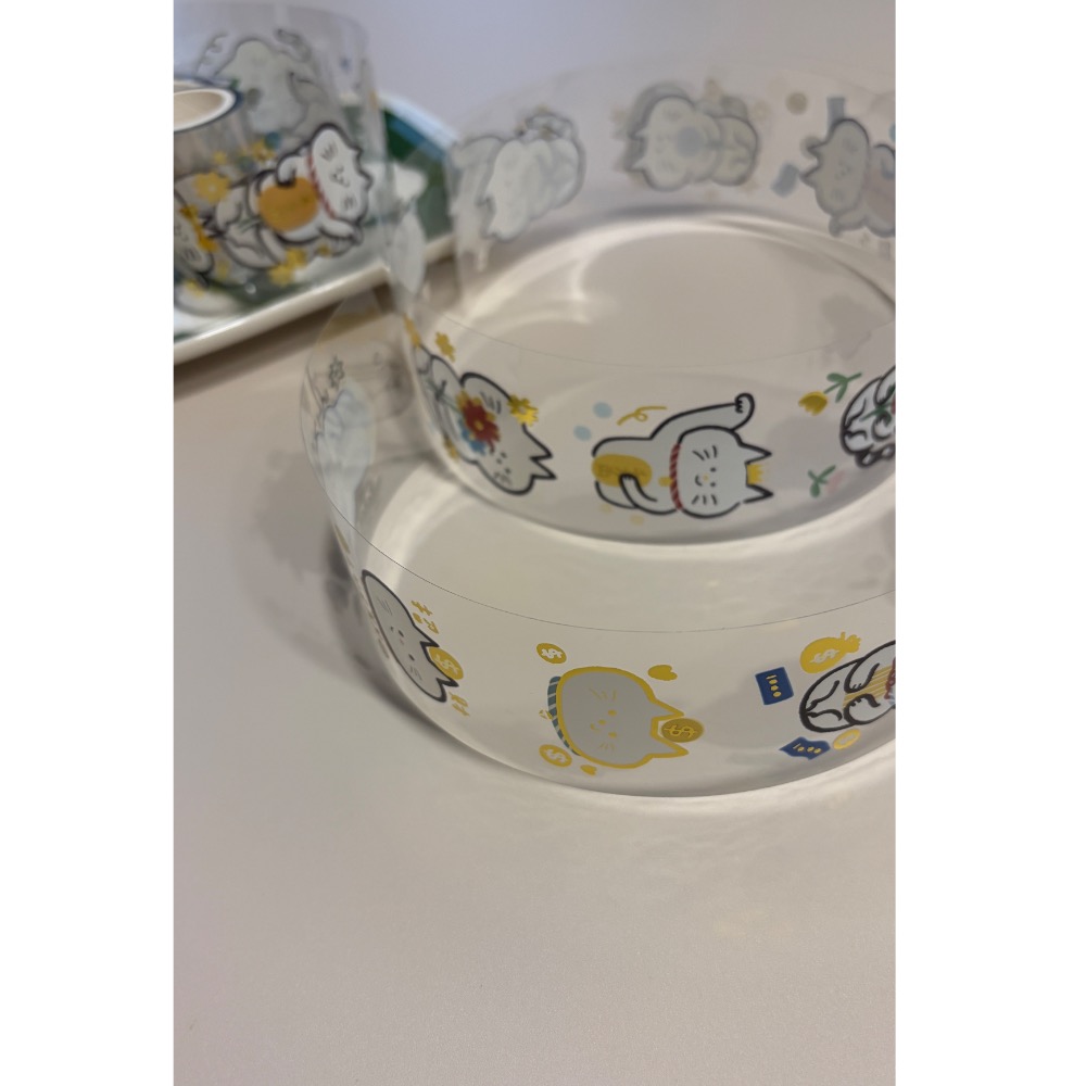新改版 招財貓燙金Maneki Neko  PET膠帶透明亮面 循環100cm 共5m 自由剪貼-細節圖5