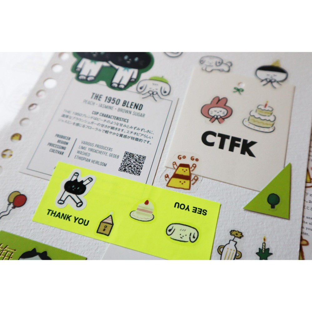 布丁 cafe 透明 圖鑑貼紙 附明信片一張樣式隨機-細節圖3