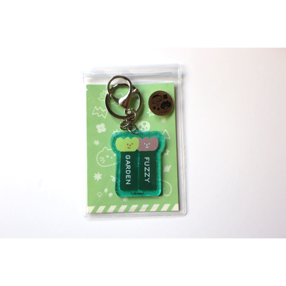 半透閃閃鑰匙圈 三個圖案 咖啡貓 快樂花 吐司kobe-細節圖4