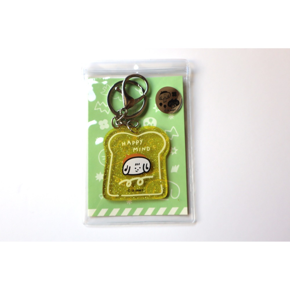 半透閃閃鑰匙圈 三個圖案 咖啡貓 快樂花 吐司kobe-規格圖5