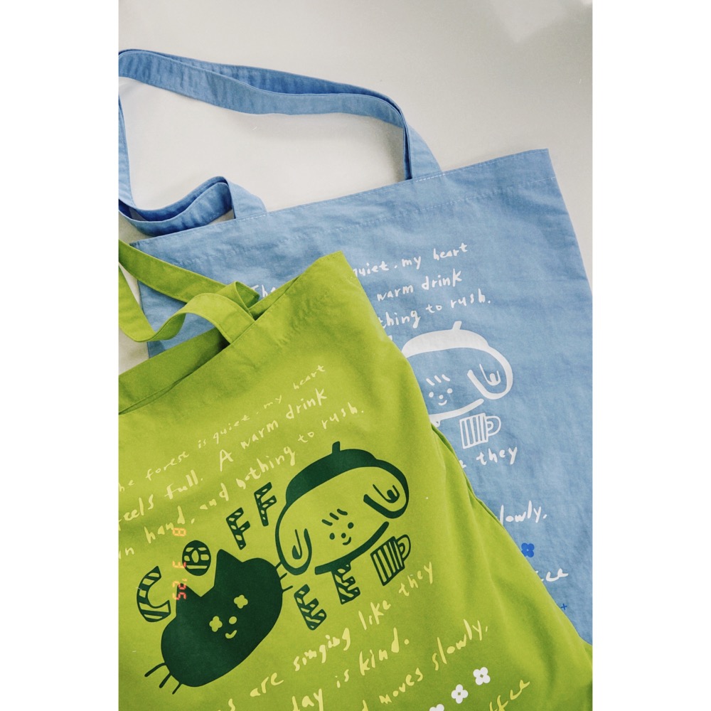 Coffee Moment 輕量尼龍防潑水袋 天藍/開心果綠-細節圖2