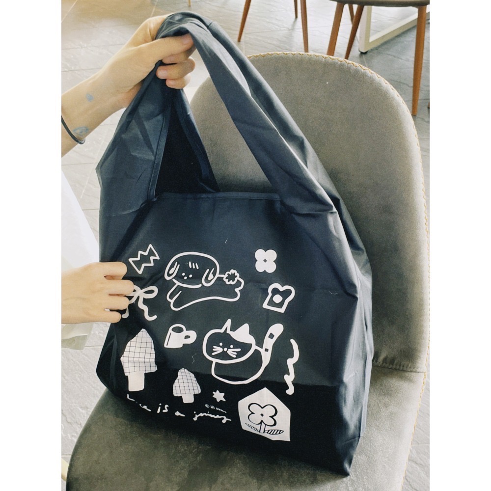 新版＊KK森林 防水大容量購物袋 肩背方便 摺疊收納 環保袋有掛勾-細節圖5