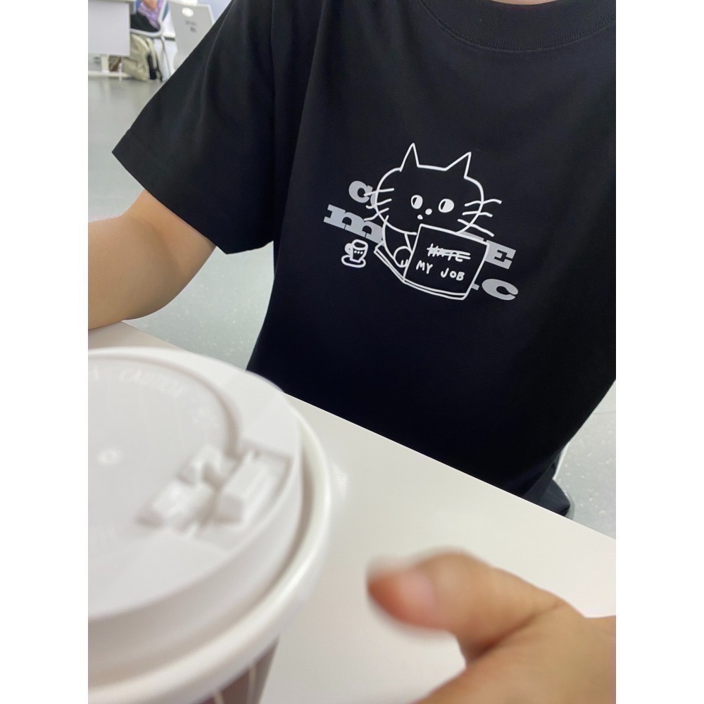 (HATE)  MY JOB? 厭世貓咪雙面印刷 T-shirt UA純棉中性版-細節圖7