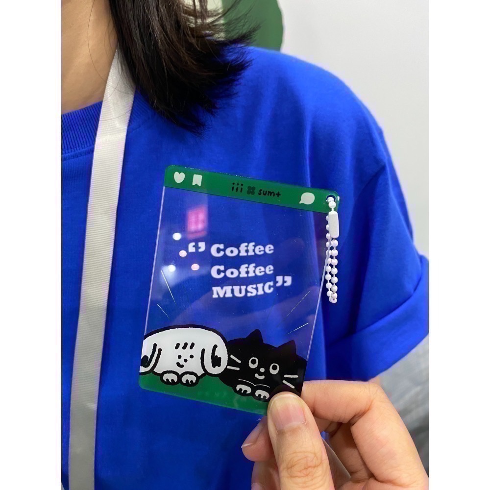 兩色 寶藍/深藍 Coffee Music 疊疊樂 UA T 中性版型 雙面圖案-細節圖2