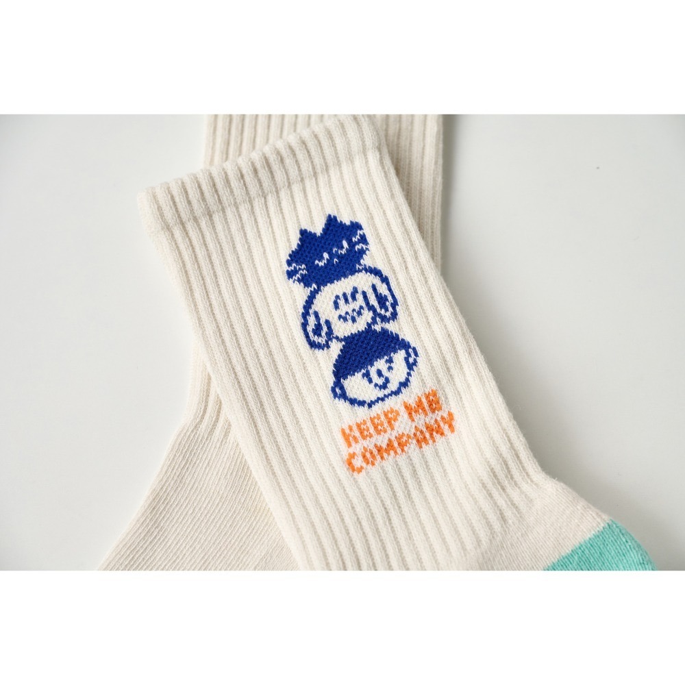 疊疊樂 KEEPMECOMPANY (米/藍)  iii sum+ × ChangeTone 聯名襪款 腳底加厚-細節圖2