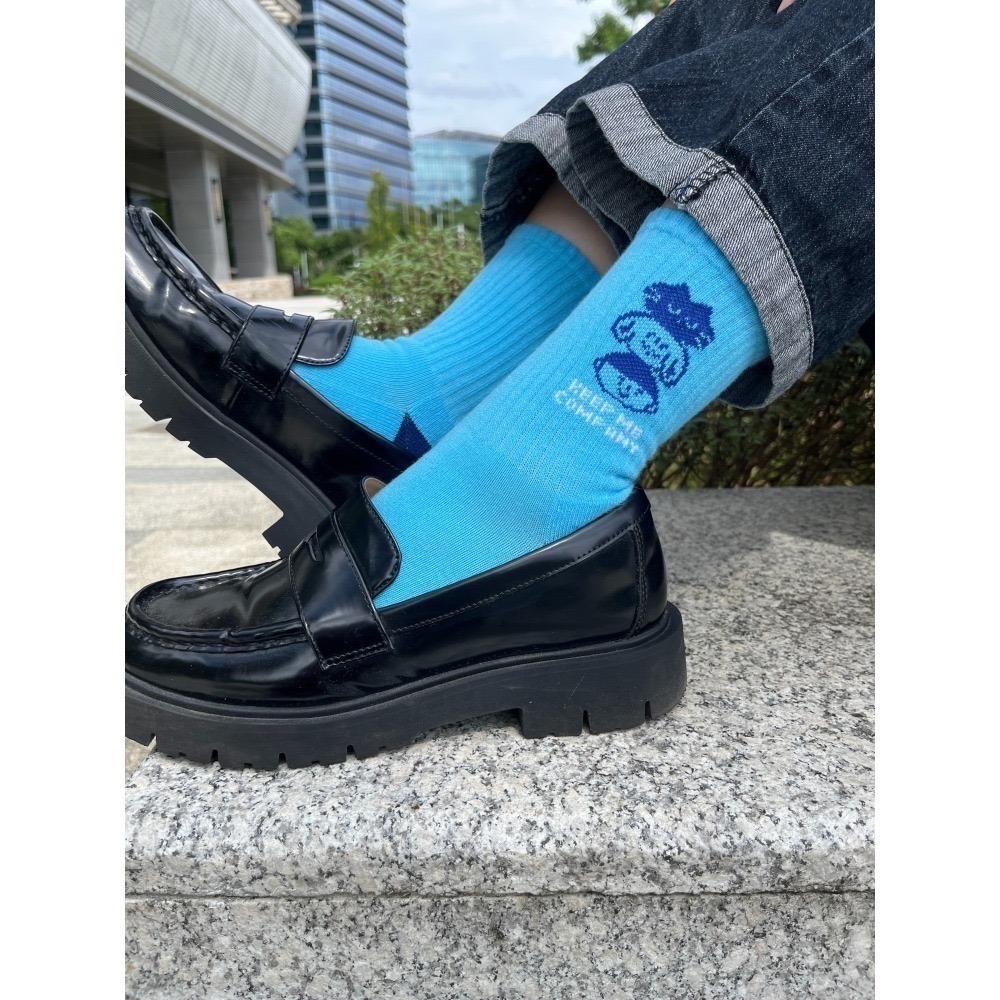 疊疊樂 KEEPMECOMPANY (米/藍)  iii sum+ × ChangeTone 聯名襪款 腳底加厚-細節圖4