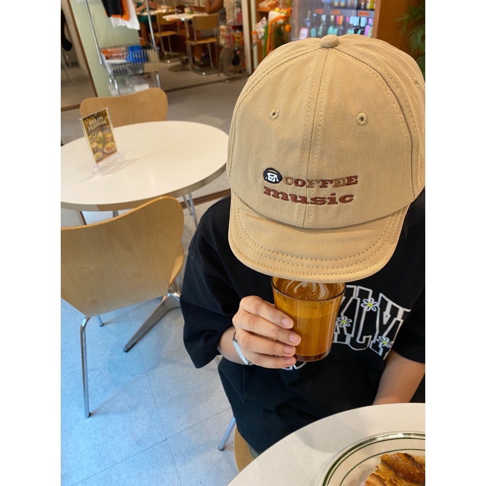 Coffee Music 刺繡圖案 帽簷形狀 可調整 三款三色 卡其/綠/黑-細節圖5