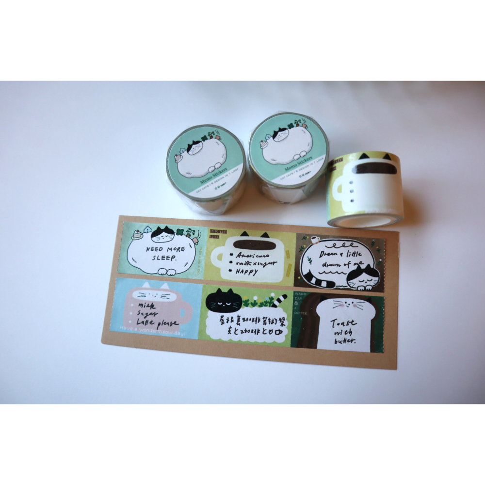 Memo 卷式便利貼 帶撕線 弱黏性性 兩款 貓咪/森林朋友-細節圖4