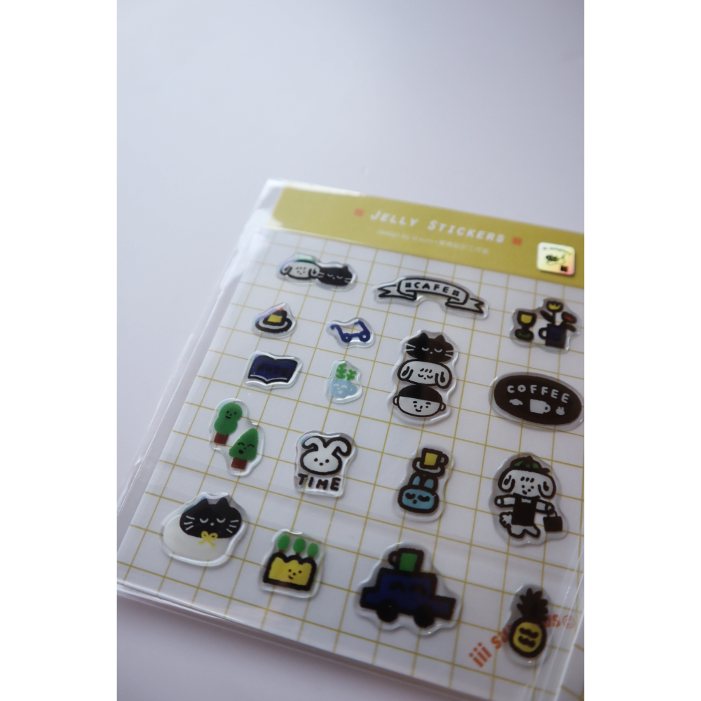 實樂果凍貼紙 三款 咖啡/蠟筆/小兔FUWA-細節圖3