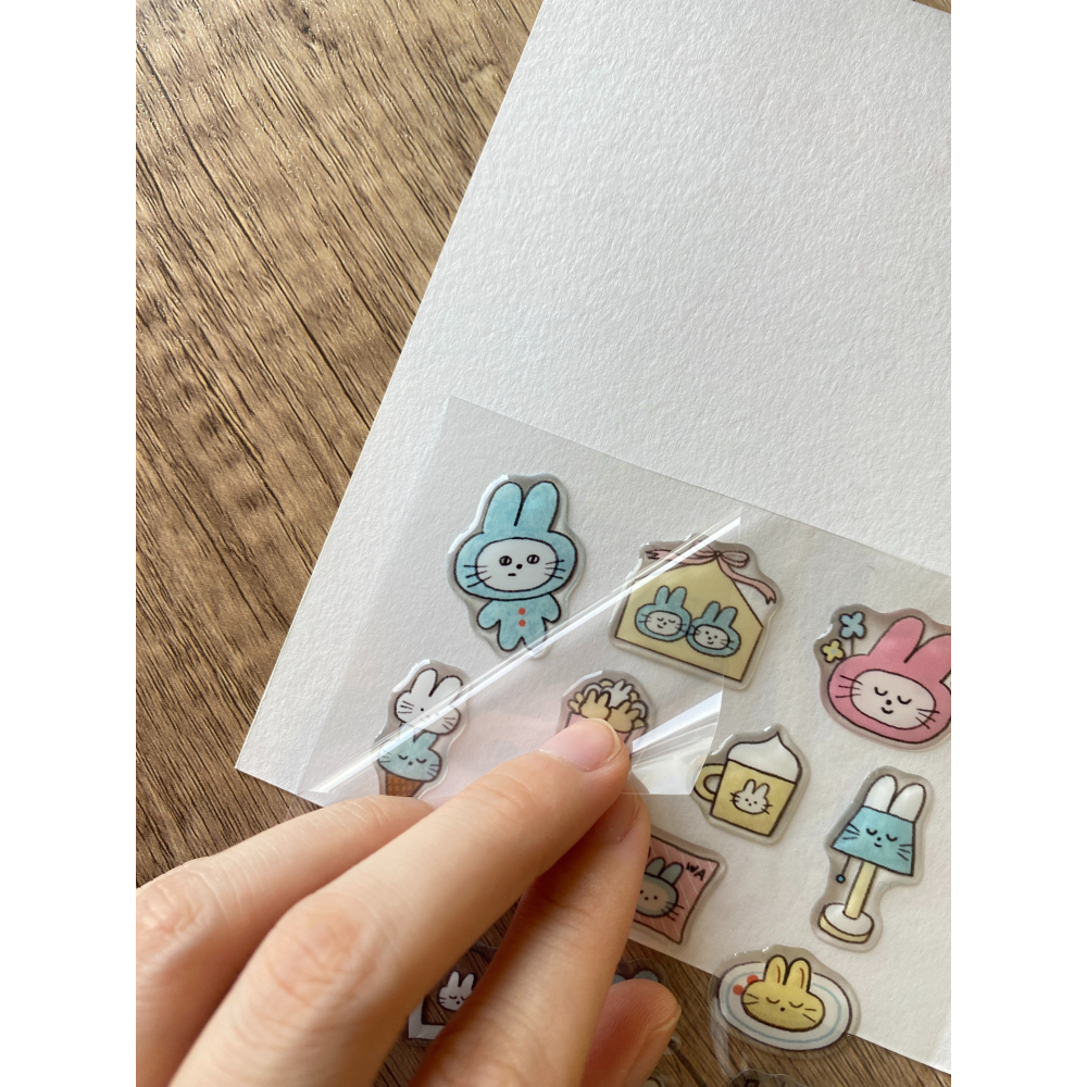 實樂果凍貼紙 三款 咖啡/蠟筆/小兔FUWA-細節圖8