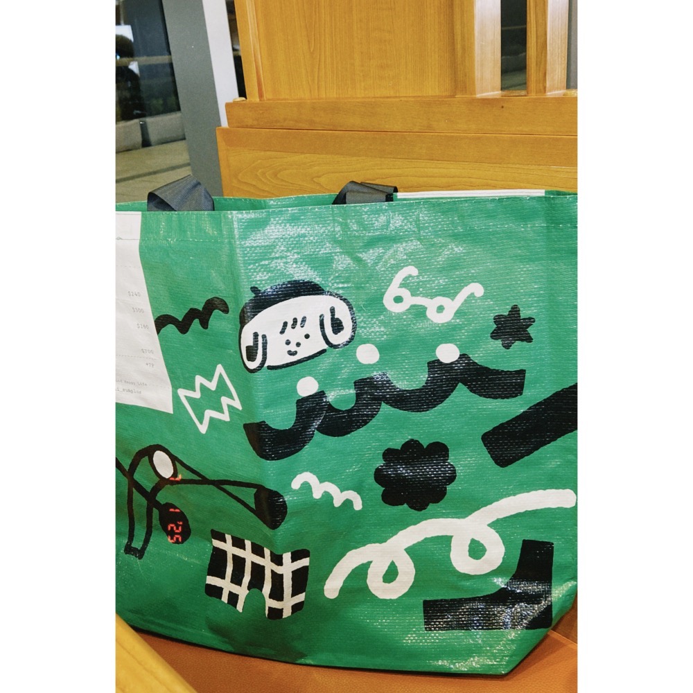 CAFE 咖啡收據 大大購物袋 防撥水 長短背帶-細節圖3