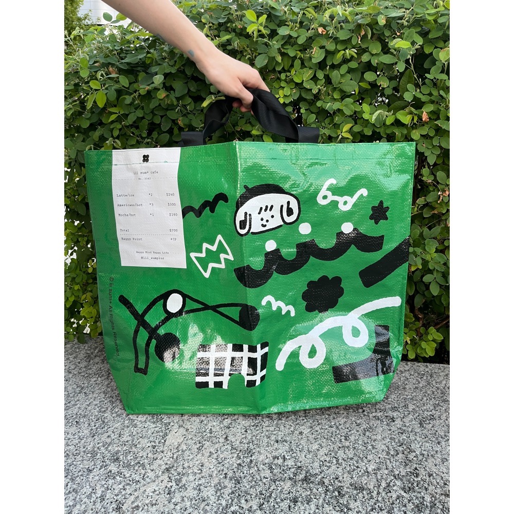 CAFE 咖啡收據 大大購物袋 防撥水 長短背帶-細節圖5