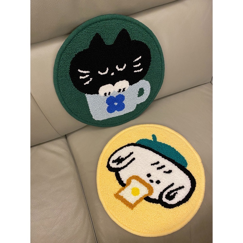綠色koko貓 黃色kobe狗 圓形地墊 背面止滑-細節圖2