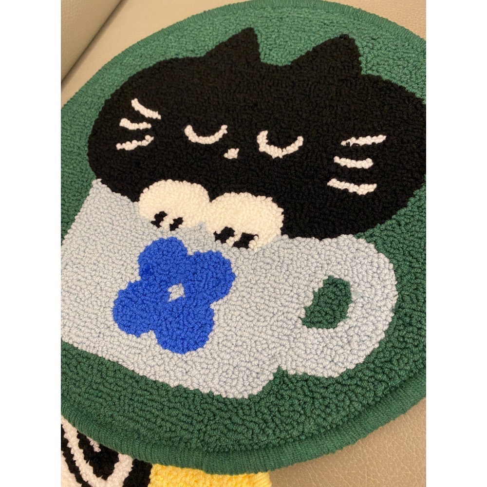 綠色koko貓 黃色kobe狗 圓形地墊 背面止滑-細節圖3