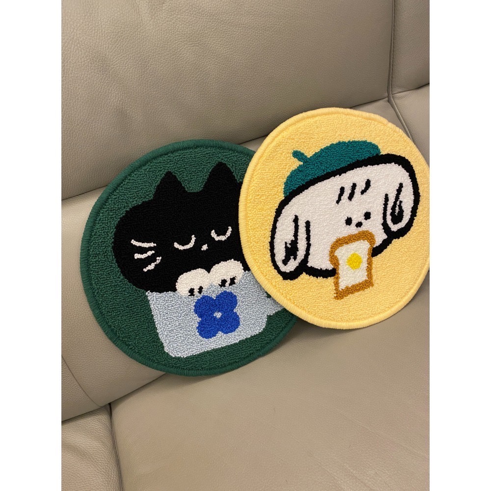 綠色koko貓 黃色kobe狗 圓形地墊 背面止滑-細節圖5