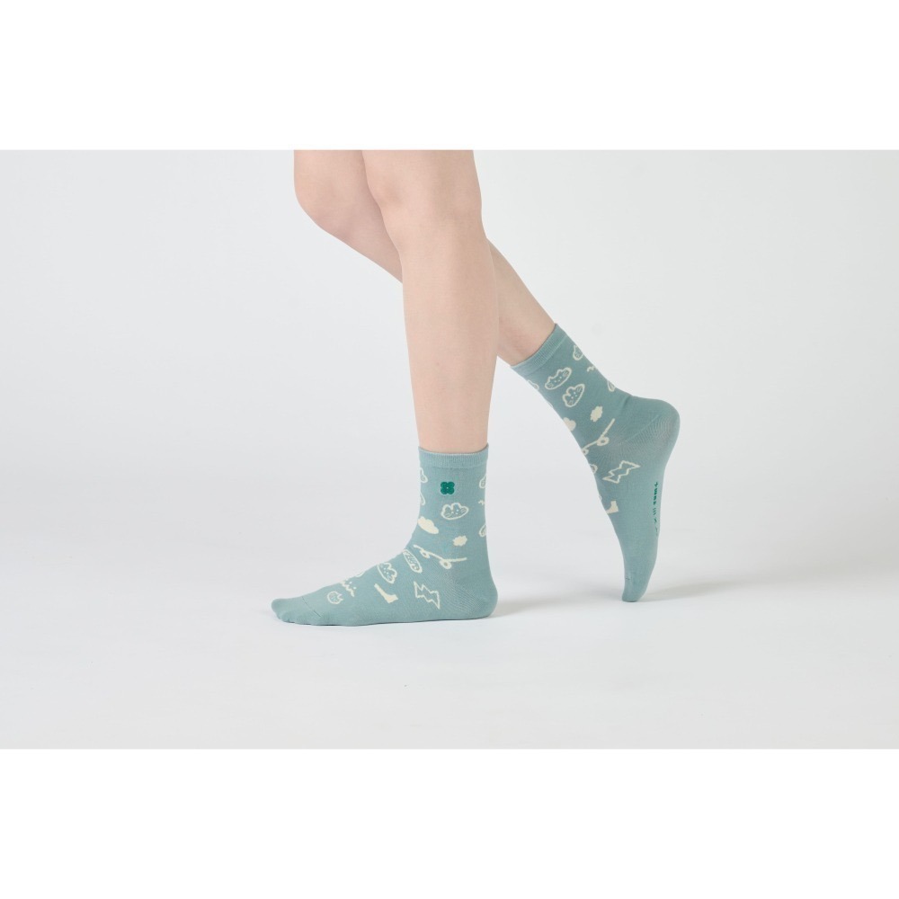 飄飄雲朵 (米/藍)  iii sum+ × ChangeTone 聯名襪款 刺繡-細節圖7