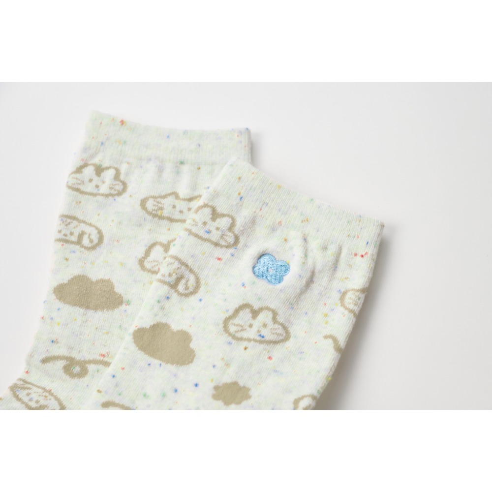飄飄雲朵 (米/藍)  iii sum+ × ChangeTone 聯名襪款 刺繡-規格圖10