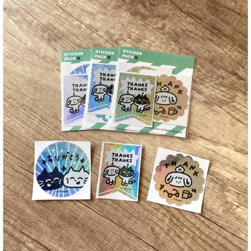 大大感謝 雷射貼紙組 三款各兩張 THANKS stickers 總共六張 貼紙組-細節圖2