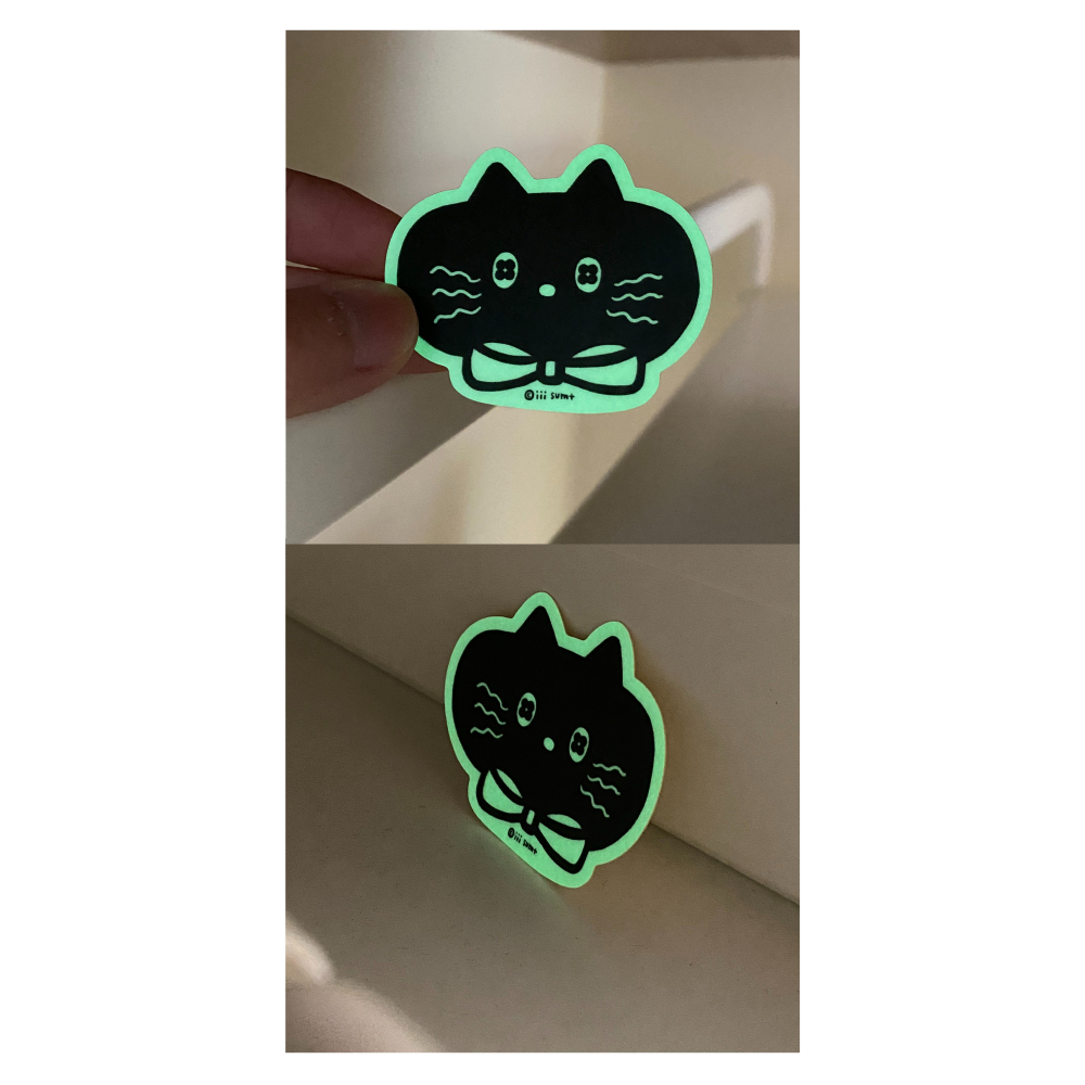 夜光貓咪 防水貼紙組 sticker pack 三款各一張-細節圖2