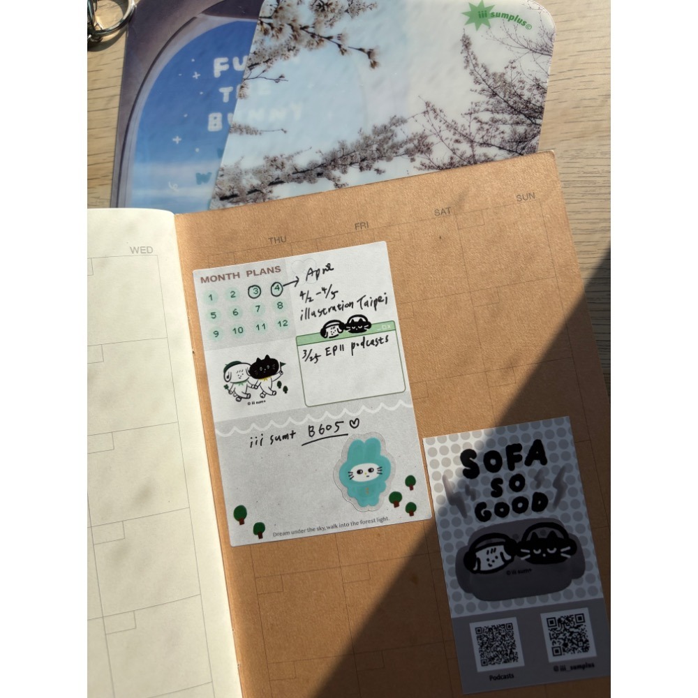 月記/週記 實樂自由計畫貼紙 可書寫 一組六張-規格圖3