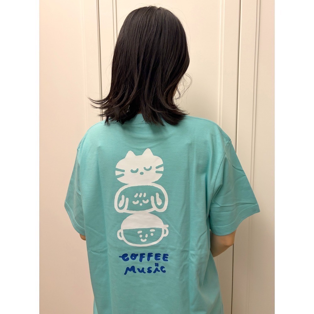 疊疊樂 Coffee Music  薄荷綠 mint 雙面圖案 T-shirt UA純棉中性版-細節圖4