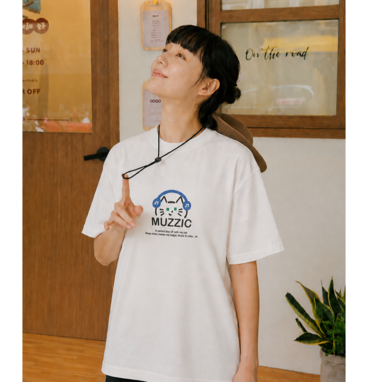 貓咪聽音樂 Koko 正面圖案 T-shirt UA純棉中性版-細節圖2