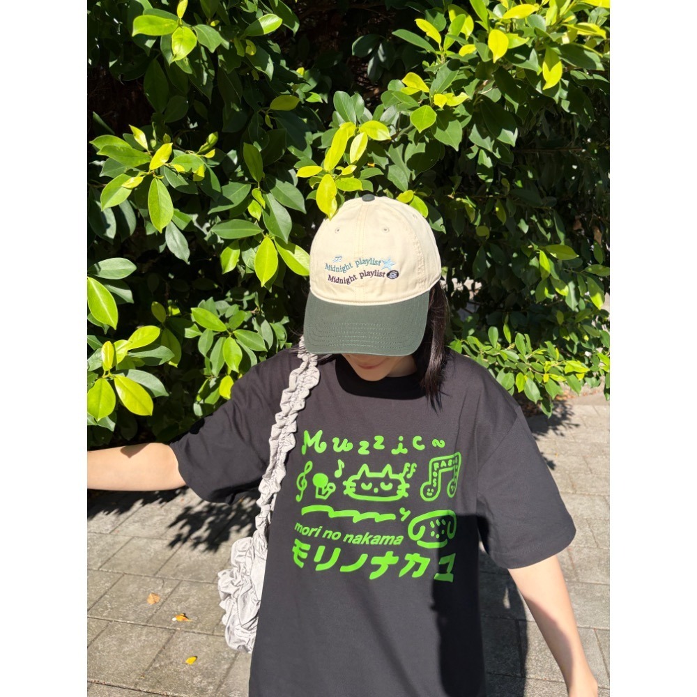 Midnight playlist 拼色鴨舌帽 米綠 壓扣式調節-細節圖2