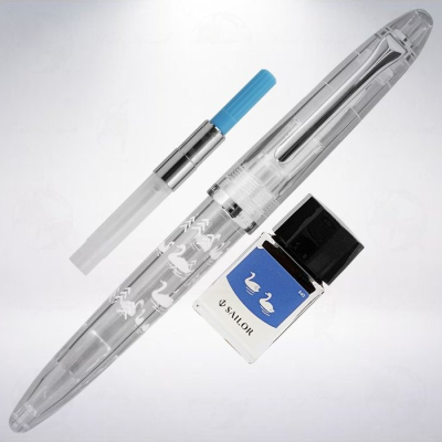 日本 SAILOR 寫樂 PROFIT JR. +10 MINAMO 透明特別款鋼筆墨水組: 天鵝藍