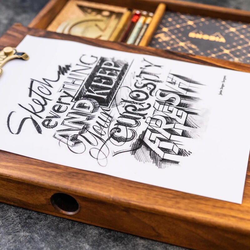 土耳其 蓋倫皮革 GALEN LEATHER 手工製胡桃木素描盒-細節圖4