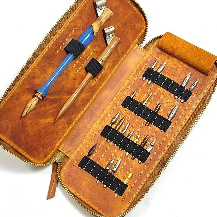 土耳其 Rumi 2支裝沾水筆專用手工真皮收納筆袋-細節圖11