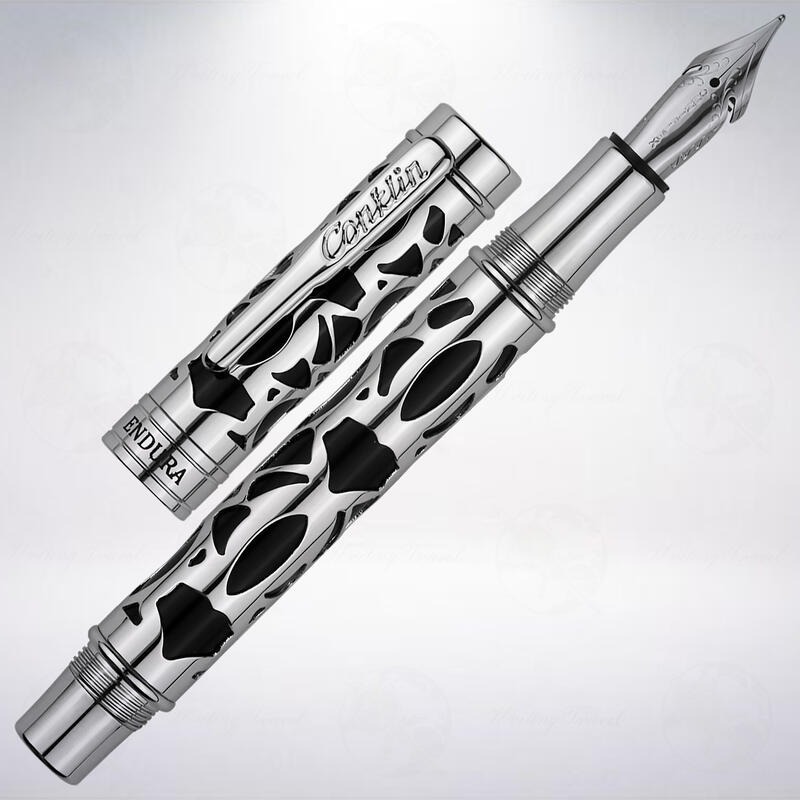 美國 康克林 Conklin Endura Deco Crest 「黑色/銀鉻」鋼筆-細節圖2