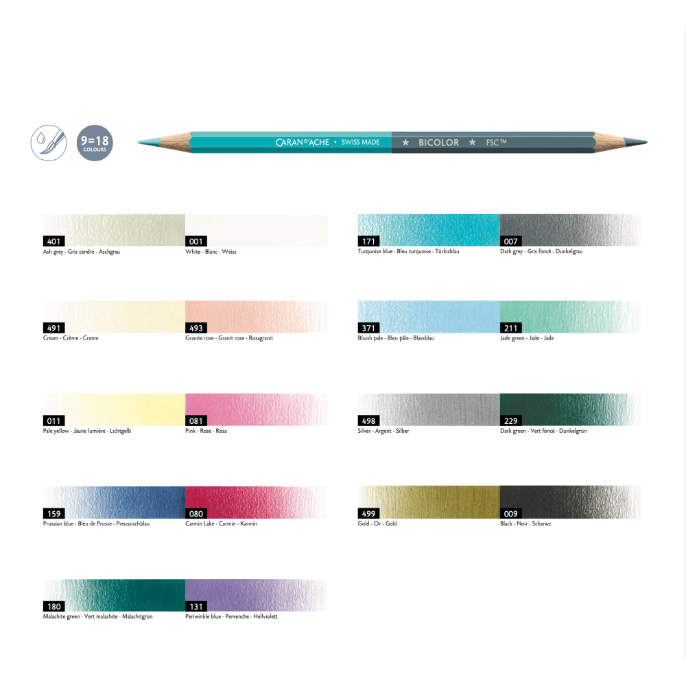 瑞士 卡達 CARAN D＇ACHE  Alpine Frost 2025聖誕特別版雙色鉛筆組-細節圖3
