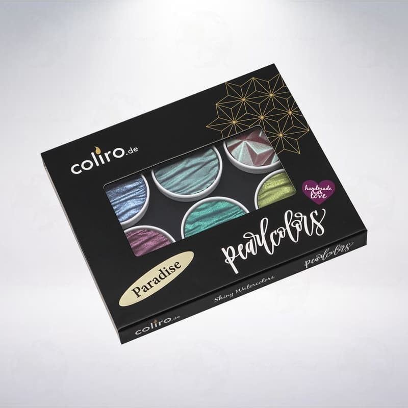 德國 Coliro 馬口鐵盒裝「天堂/Paradise」珠光水彩粉餅組-細節圖2