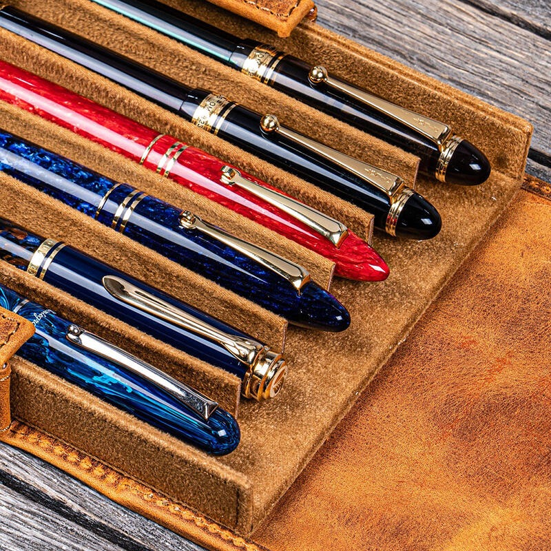 土耳其 蓋倫皮革 GALEN LEATHER 6支裝硬質可分離式筆盒: 瘋馬皮棕-細節圖2