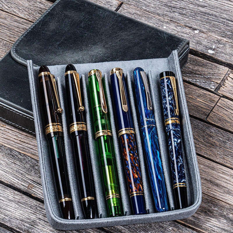 土耳其 蓋倫皮革 GALEN LEATHER 6支裝硬質可分離式筆盒: 瘋馬皮煙燻灰-細節圖3