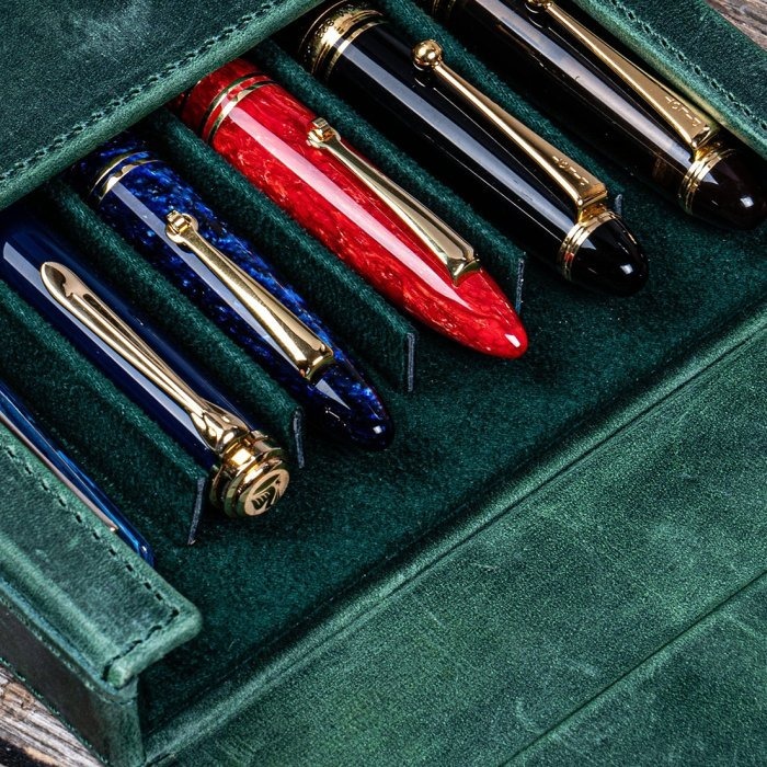 土耳其 蓋倫皮革 GALEN LEATHER 6支裝硬質可分離式筆盒: 瘋馬皮森林綠-細節圖3