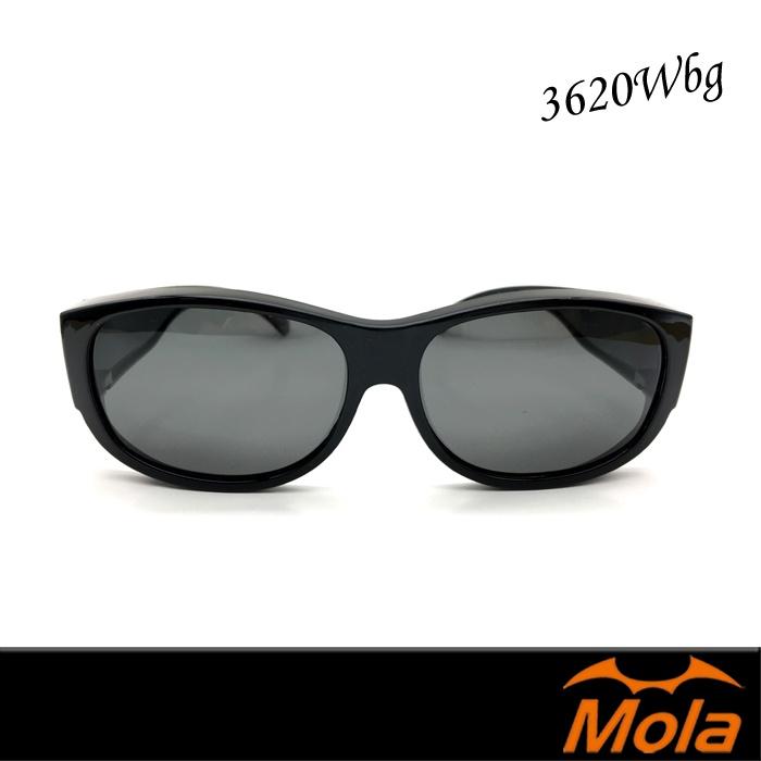 MOLA摩拉近視太陽眼鏡推薦 外掛偏光套鏡 開車 UV400 黑框 男女 灰片 3620Wbg-細節圖4