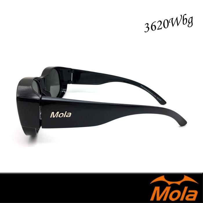 MOLA摩拉近視太陽眼鏡推薦 外掛偏光套鏡 開車 UV400 黑框 男女 灰片 3620Wbg-細節圖5