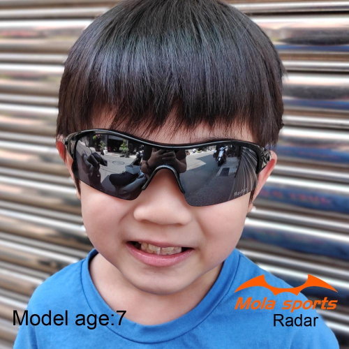 兒童 運動 太陽眼鏡 8-14歲 男女 UV400 黑框 茶片 大童 安全防護鏡片 Radar-blb Mola摩拉