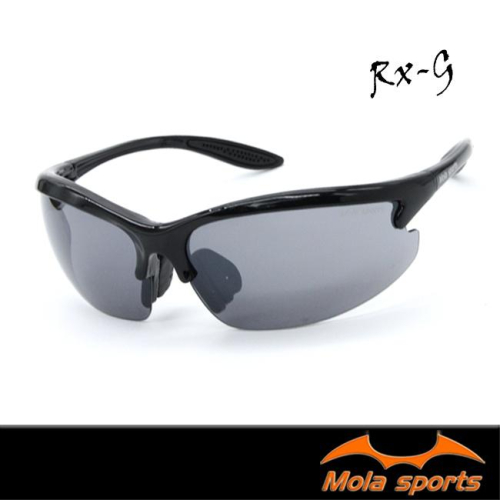 MOLA摩拉射擊眼鏡運動安全太陽眼鏡護目鏡 近視 男女 黑框 灰片 UV400 Rx-g