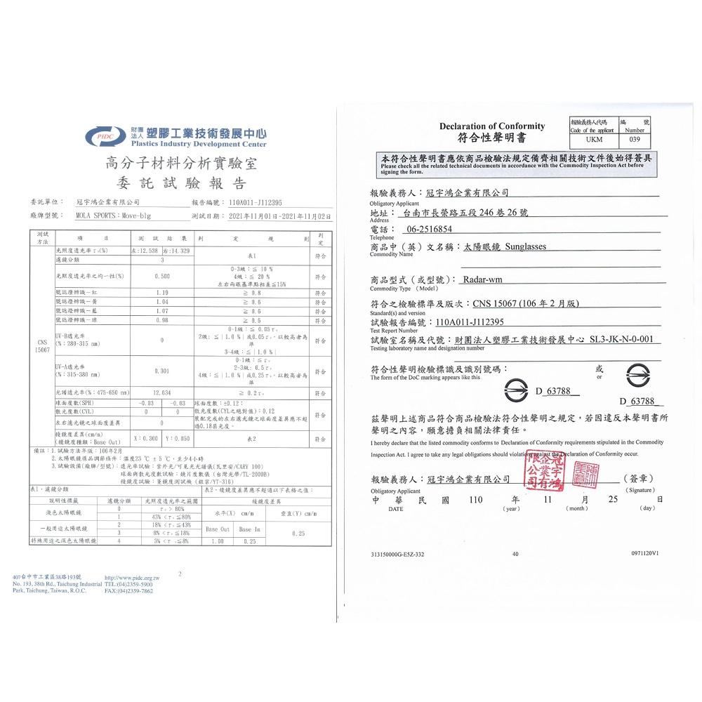 兒童太陽眼鏡 推薦 運動 8-14歲 男女 抗UV UV400 白框 大童 多層彩色鍍膜鏡片 Radar-wm Mola-細節圖8