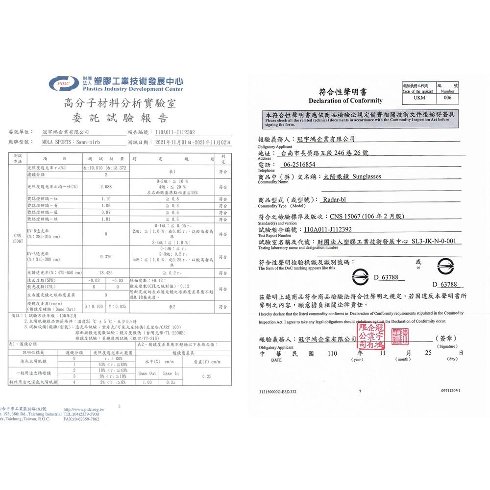 Mola 摩拉 運動太陽眼鏡 墨鏡 男女 UV400 多層彩色鍍膜鏡片  小臉至中  自行車高爾夫 Radar-blm-細節圖8