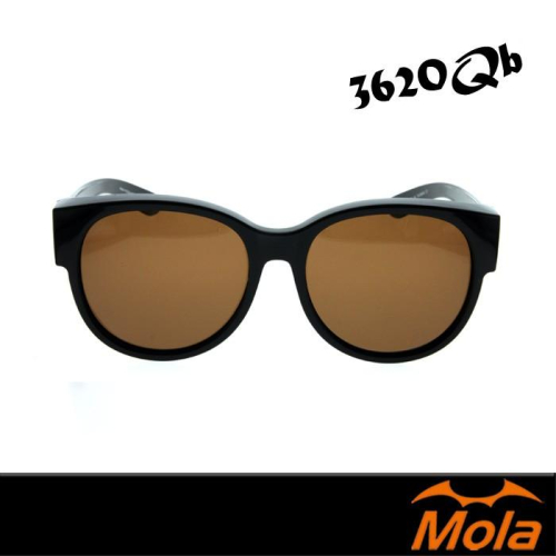 MOLA 摩拉近視偏光太陽眼鏡套鏡墨鏡茶色鏡片大框男女圓大臉駕駛 UV400-3620Qb