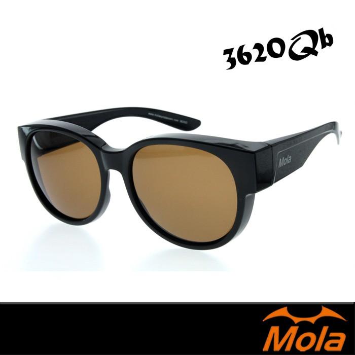 MOLA 摩拉近視偏光太陽眼鏡套鏡墨鏡茶色鏡片大框男女圓大臉駕駛 UV400-3620Qb-細節圖2