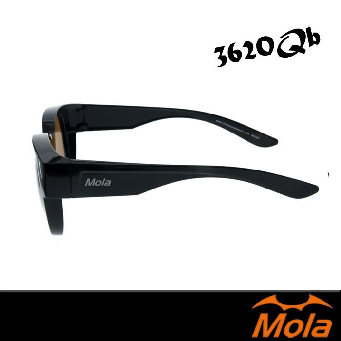 MOLA 摩拉近視偏光太陽眼鏡套鏡墨鏡茶色鏡片大框男女圓大臉駕駛 UV400-3620Qb-細節圖5