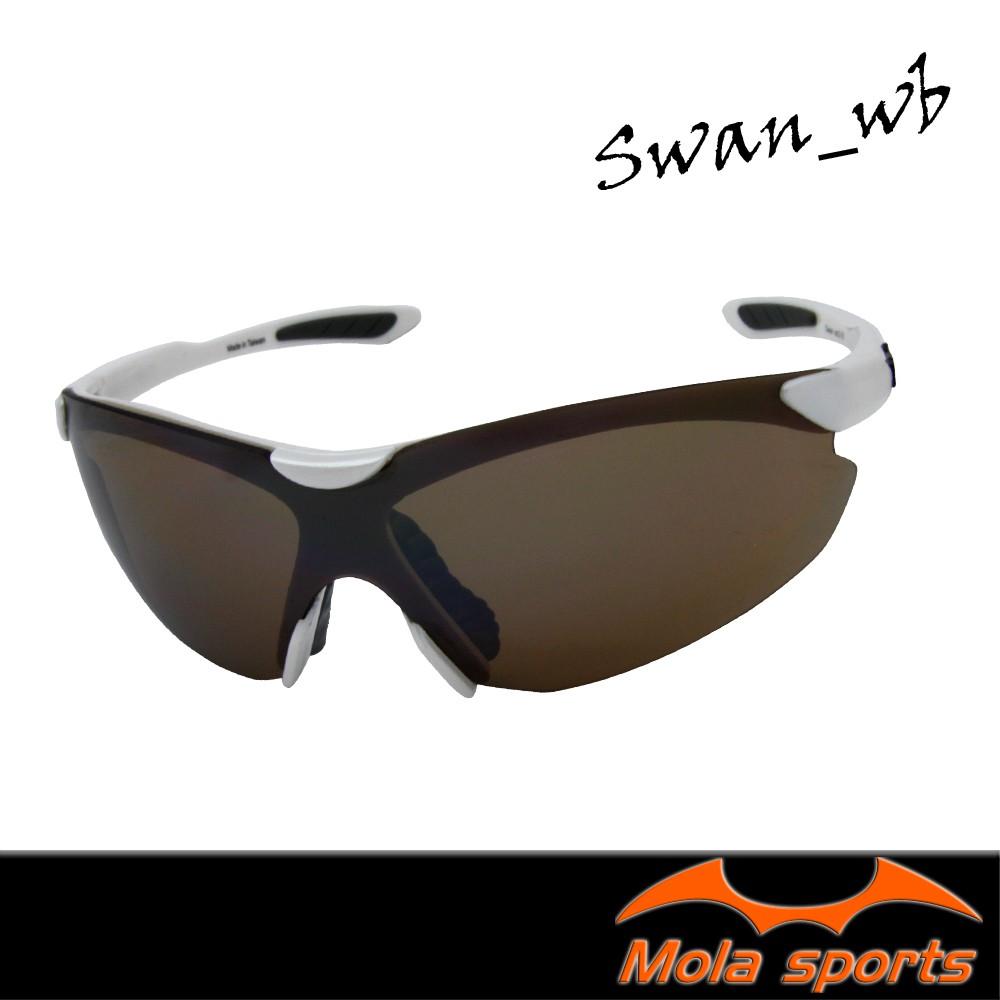 MOLA 摩拉 運動太陽眼鏡 UV400 男女 白框 茶色鏡片 防紫外線 跑步 騎車 登山 Swan-wb-細節圖2