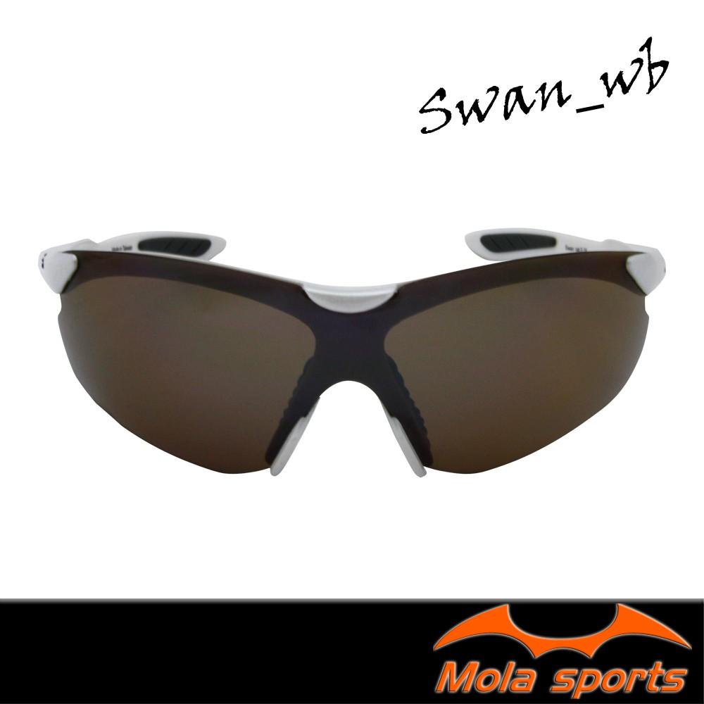MOLA 摩拉 運動太陽眼鏡 UV400 男女 白框 茶色鏡片 防紫外線 跑步 騎車 登山 Swan-wb-細節圖3