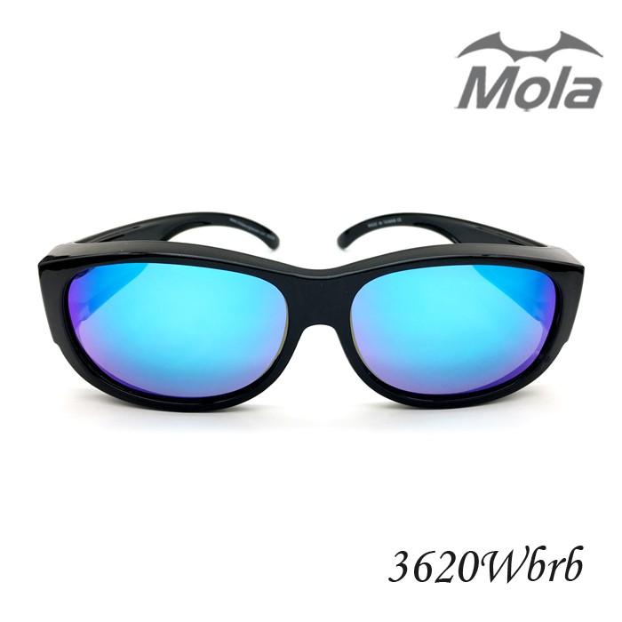 MOLA摩拉前掛式偏光太陽眼鏡 套鏡 冰藍彩色多層膜 男女一般臉型 近視可戴-3620Wbrb-細節圖3