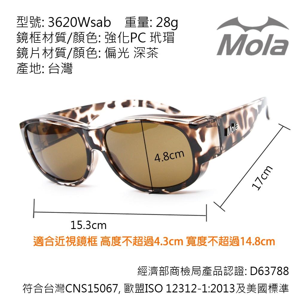 MOLA 摩拉近視/老花眼鏡族可戴-時尚偏光太陽眼鏡 套鏡 鏡中鏡 3620W-sab-細節圖5
