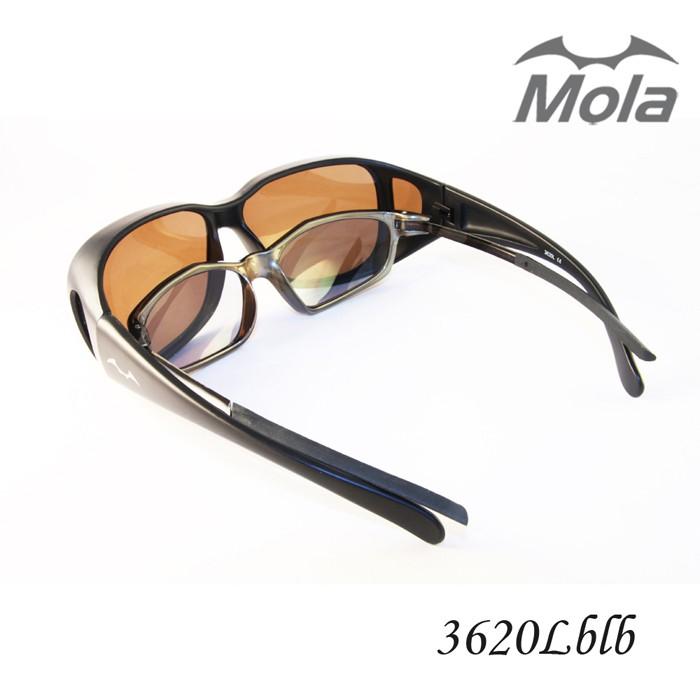 MOLA 摩拉大臉包覆式偏光太陽眼鏡/套鏡 男女 近視可戴-3620Lblb-細節圖4